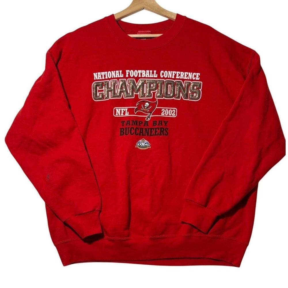 Y2K- 2002 Tampa Bay Buccaneers NFC Champions Sweatshirt Vintage NFL Crewneck XL